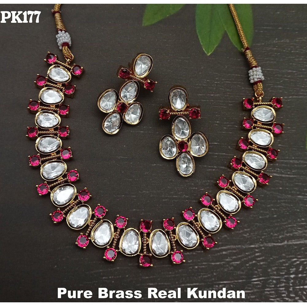 FS Collection Gold Plated Kundan Stone Necklace Set