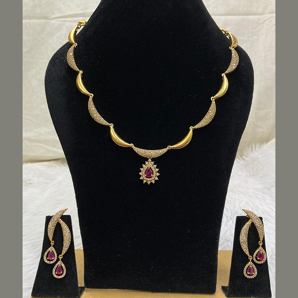 FS Collection Gold Plated AD Stone Necklace Set