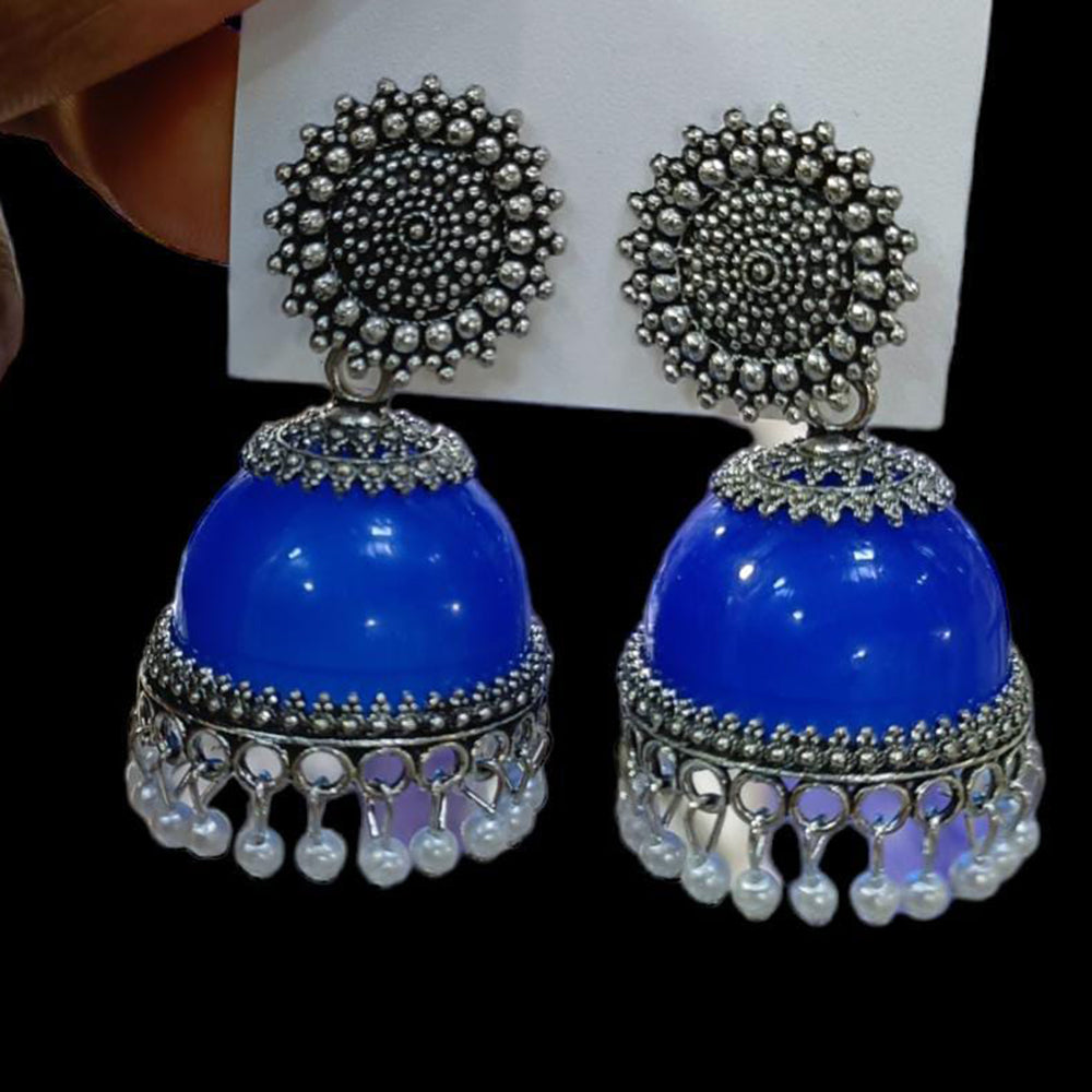 FS Collection Oxidised Plated Jhumki Earrings