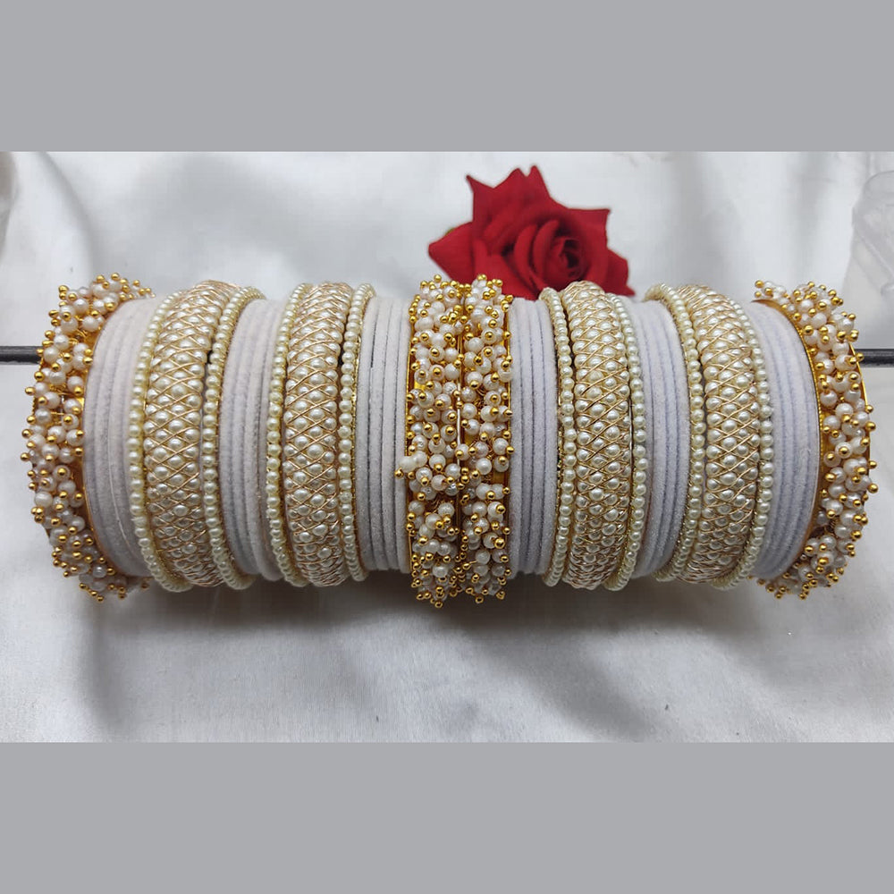 FS Collection Gold Plated Velvet Bangles Set