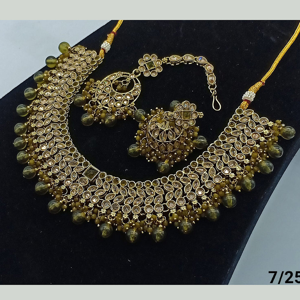 FS Collection Gold Plated Crystal Stone Necklace Set
