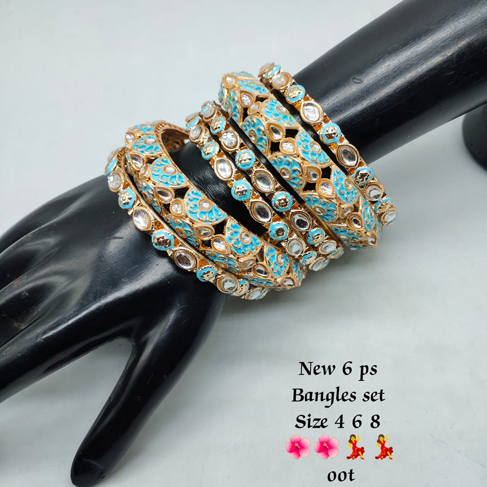 FS Collection Gold Plated Meenakari Bangles Set