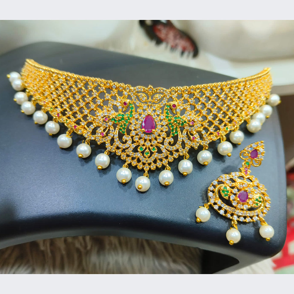 FS Collection Ad Stone Gold Plated Necklace Set