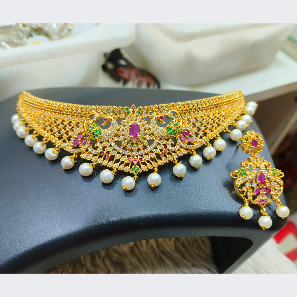 FS Collection Ad Stone Gold Plated Necklace Set