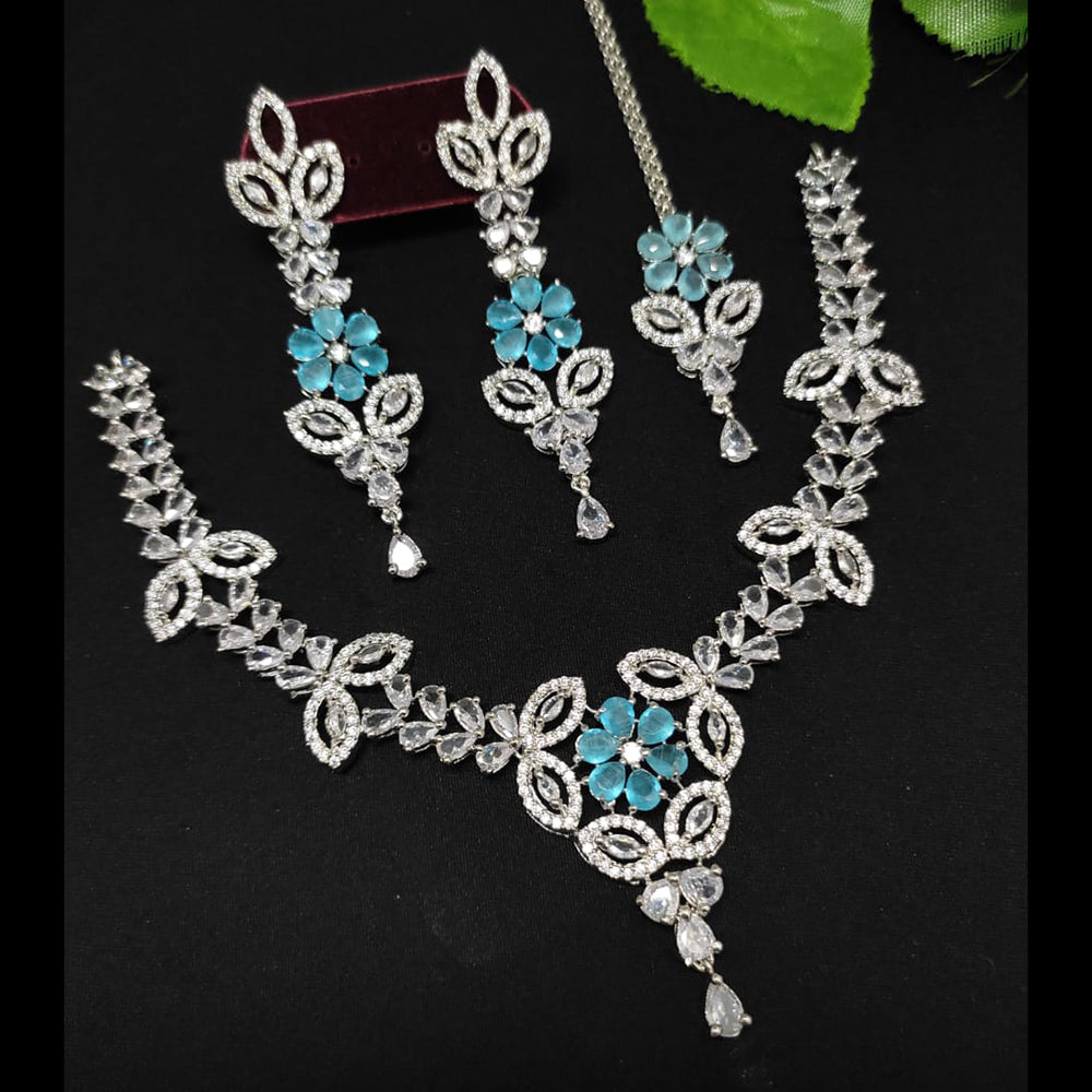 FS Collection Silver Plated Austrian Stone Necklace Set