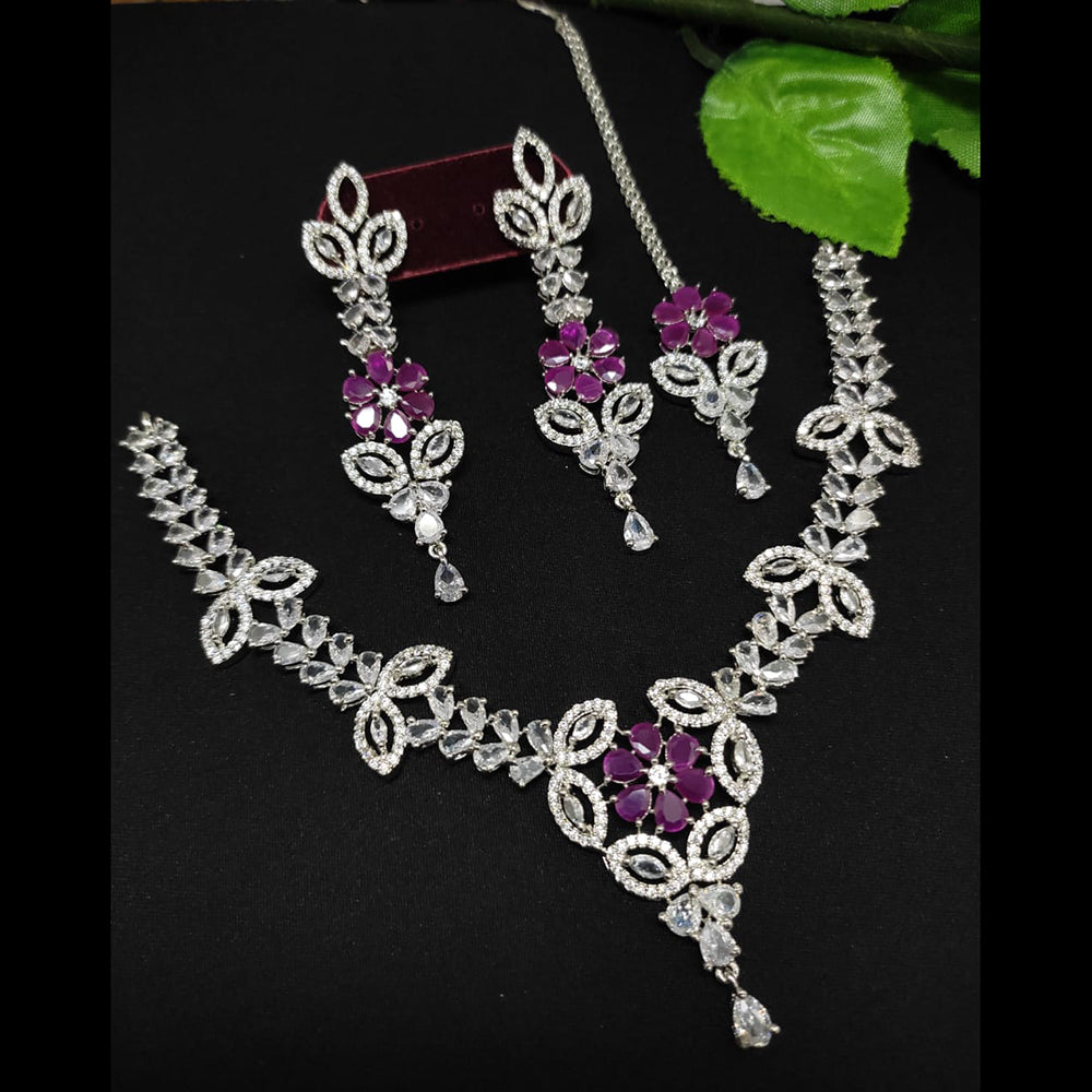 FS Collection Silver Plated Austrian Stone Necklace Set