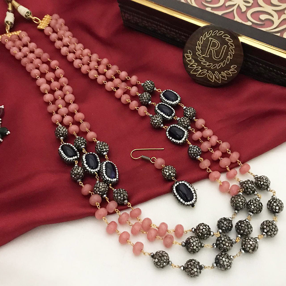 FS Collection Gold Plated Beads Long Necklace Set