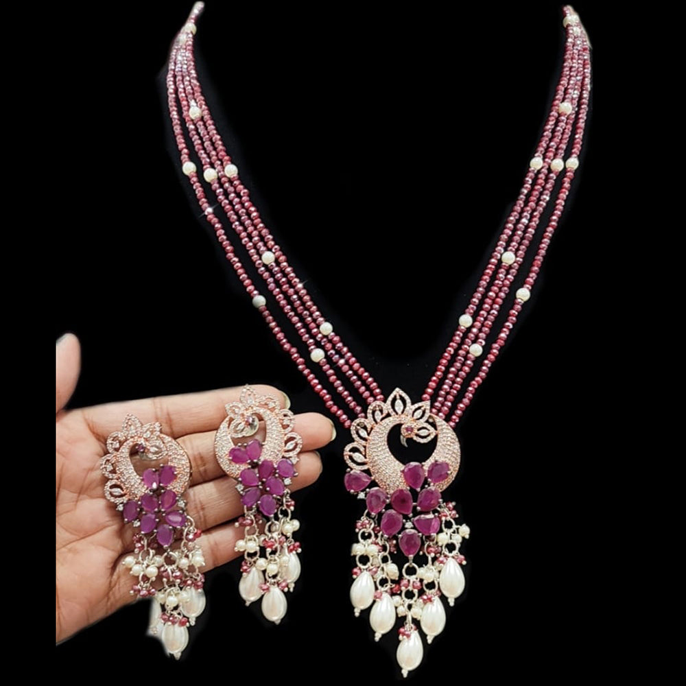 FS Collection Rose Gold Plated AD Necklace Set