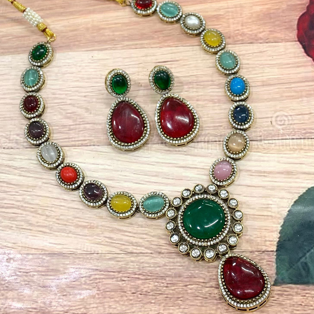 FS Collection Gold Plated Monalisa Necklace Set
