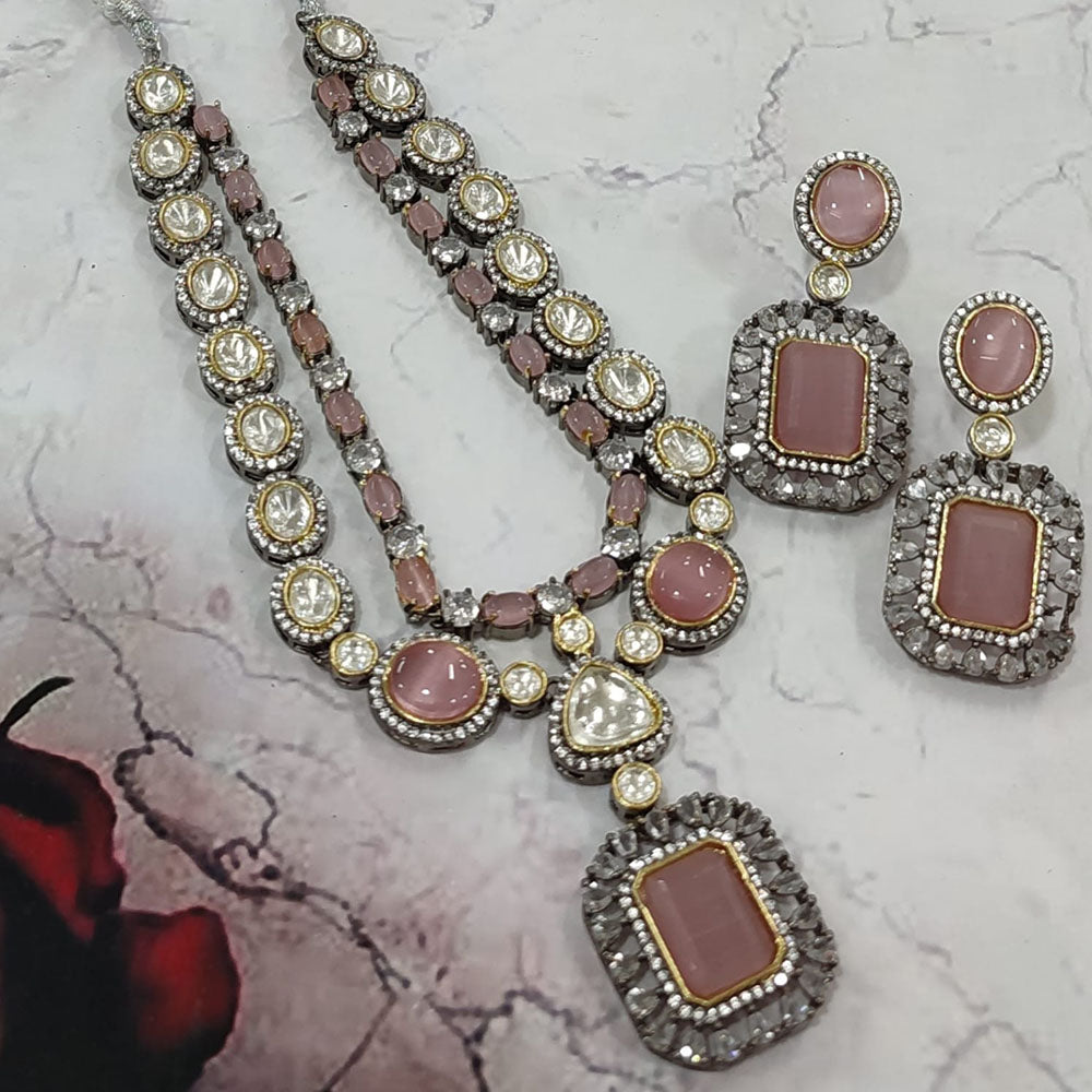 FS Collection 2 Tone Kundan Stone Necklace Set