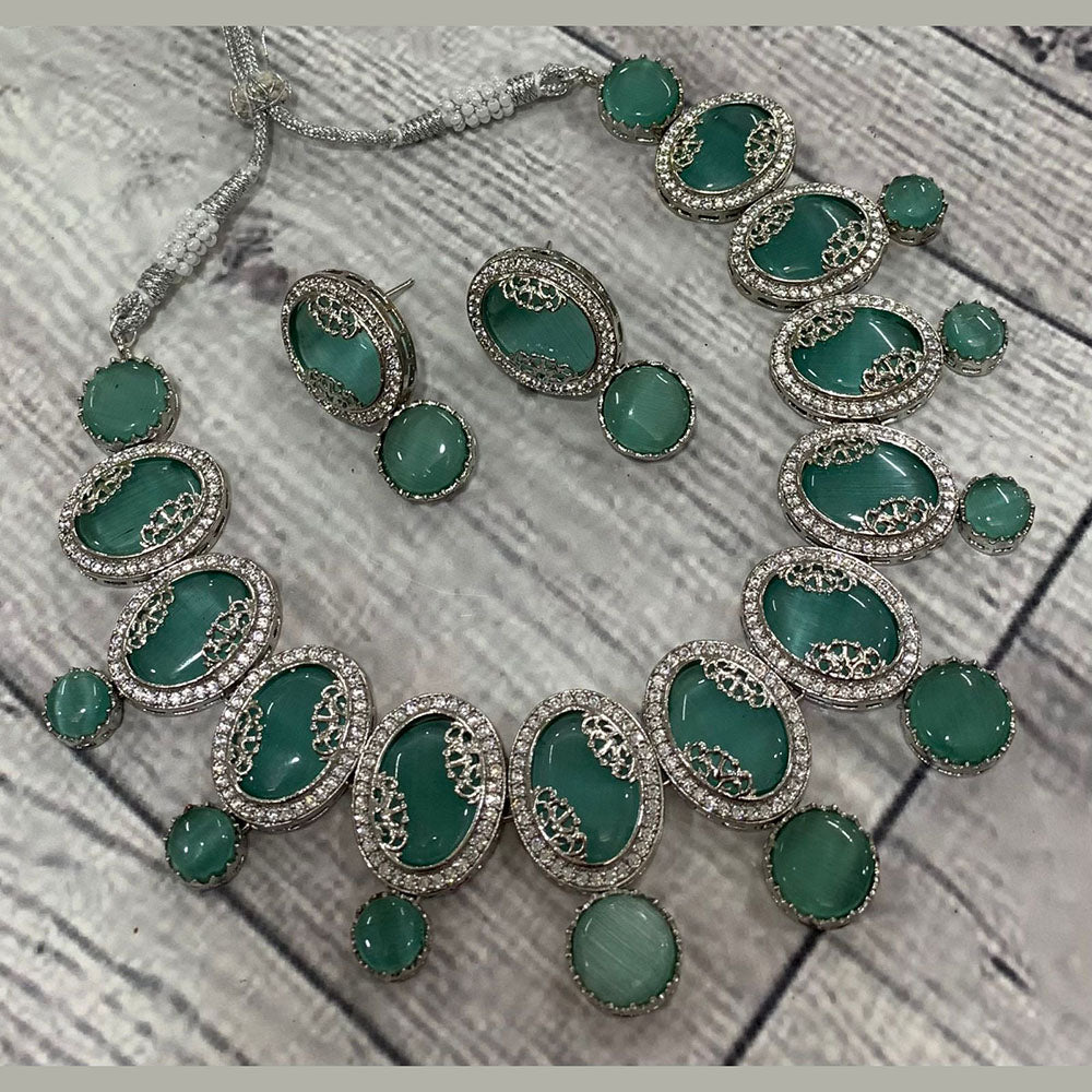 FS Collection Silver Plated AD Necklace Set