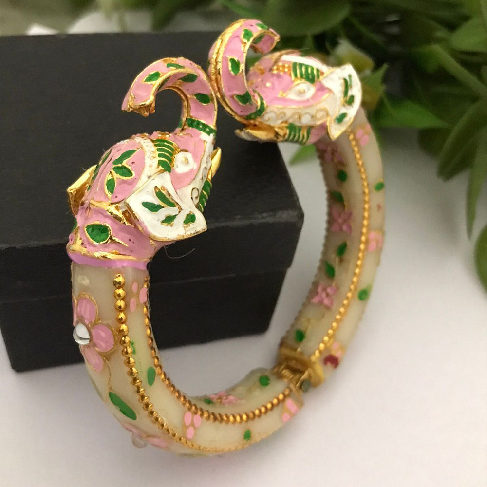 FS Collection Gold Plated Meenakari Adjustable Bangles