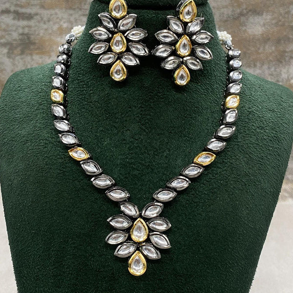 FS Collection 2 Tone Kundan Stone Necklace Set