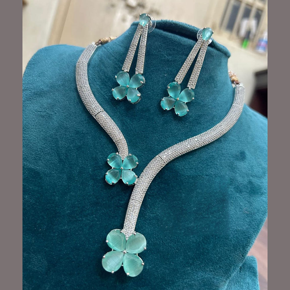 FS Collection Silver Plated AD Necklace Set