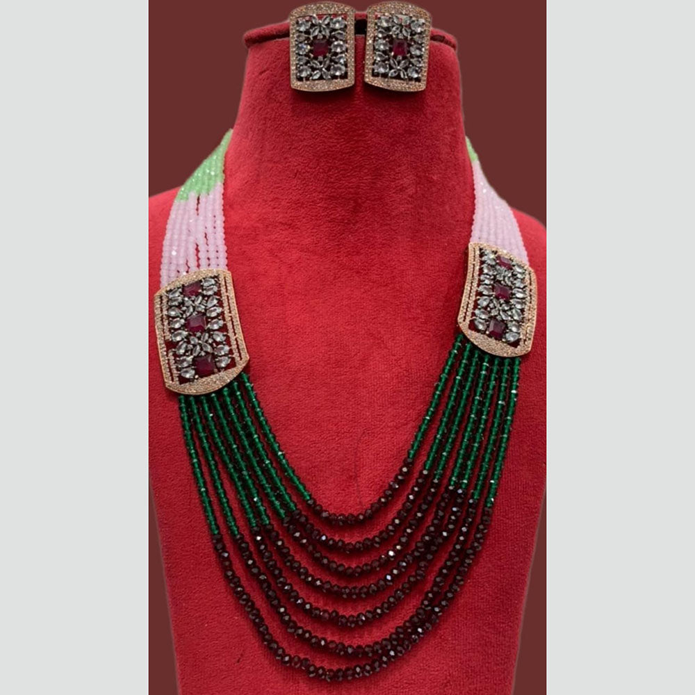 FS Collection 2 Tone Plated AD Multi Layer Long Necklace Set
