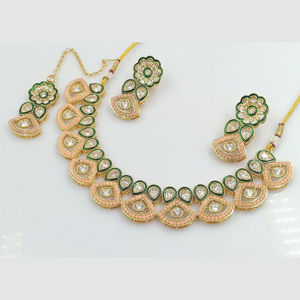 FS Collection Gold Plated Crystal Stone Necklace Set