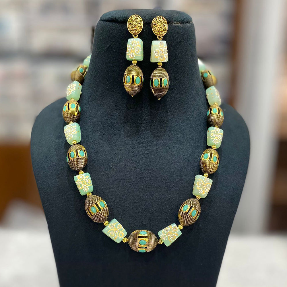 FS Collection Gold Plated Beads Necklace Set