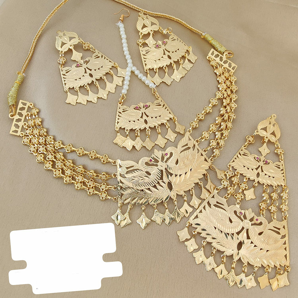 Fs Collection Gold Plated Pearl Choker Necklace Set