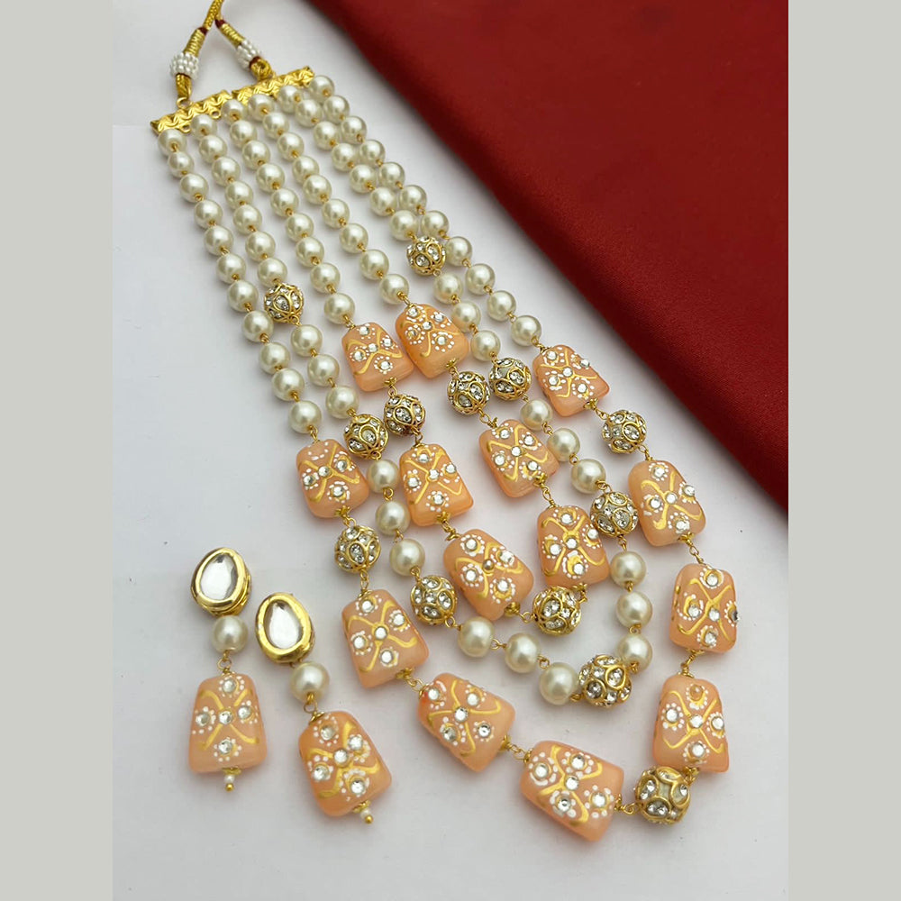 Fs Collection Gold Plated Beads Long Necklace Set
