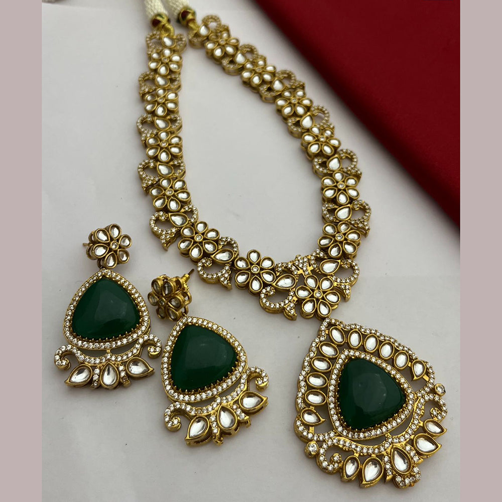FS Collection Gold Plated Kundan Stone Necklace Set