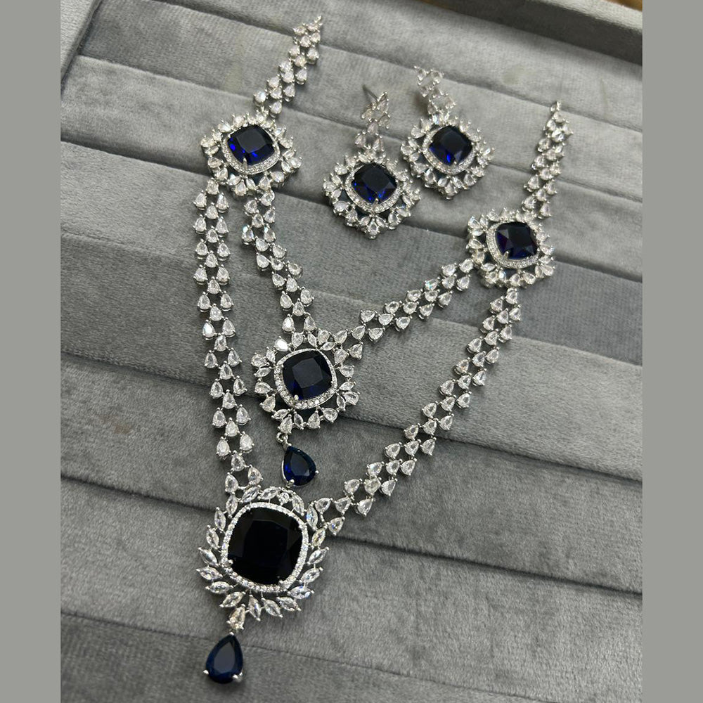 FS Collection Silver Plated AD Necklace Set