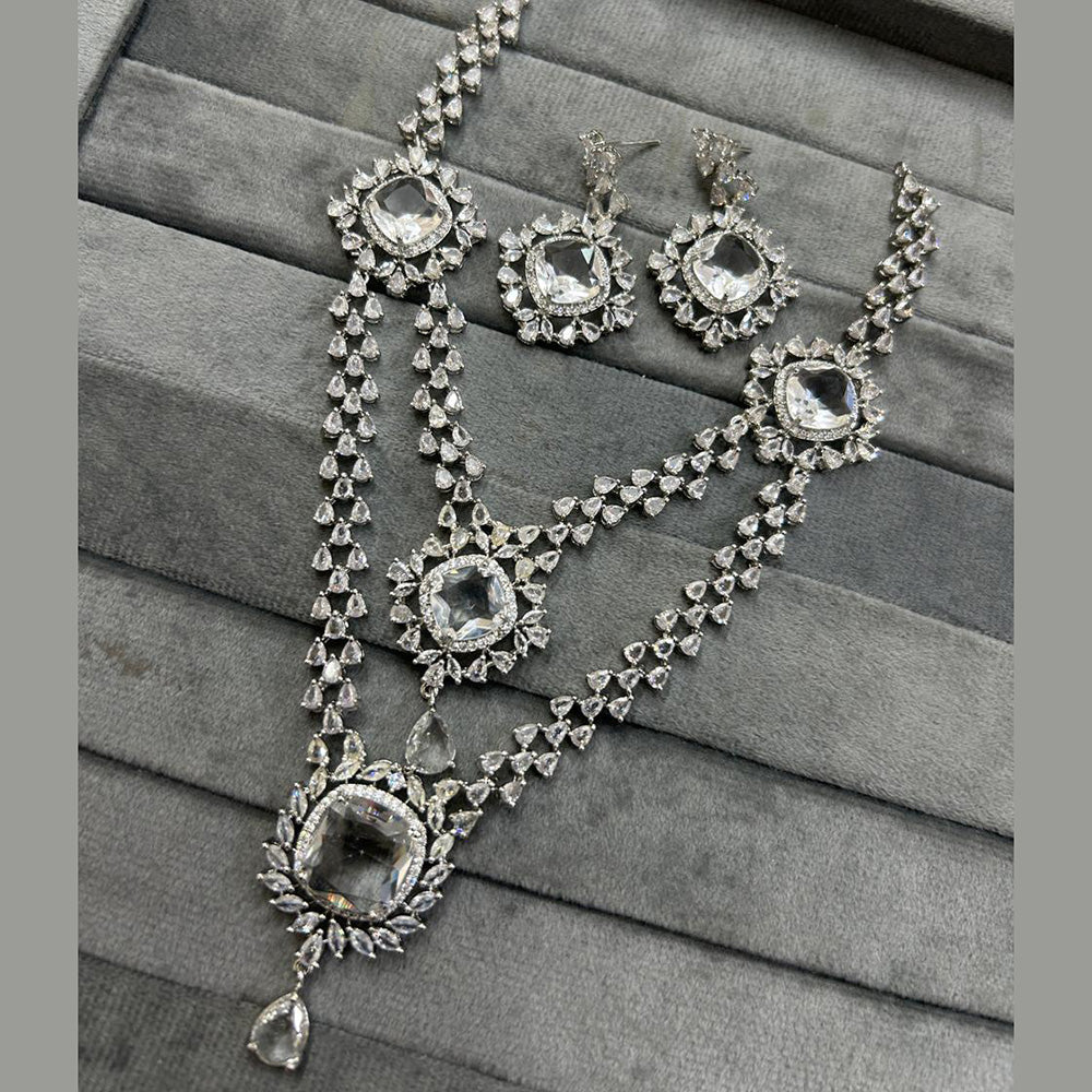 FS Collection Silver Plated AD Necklace Set