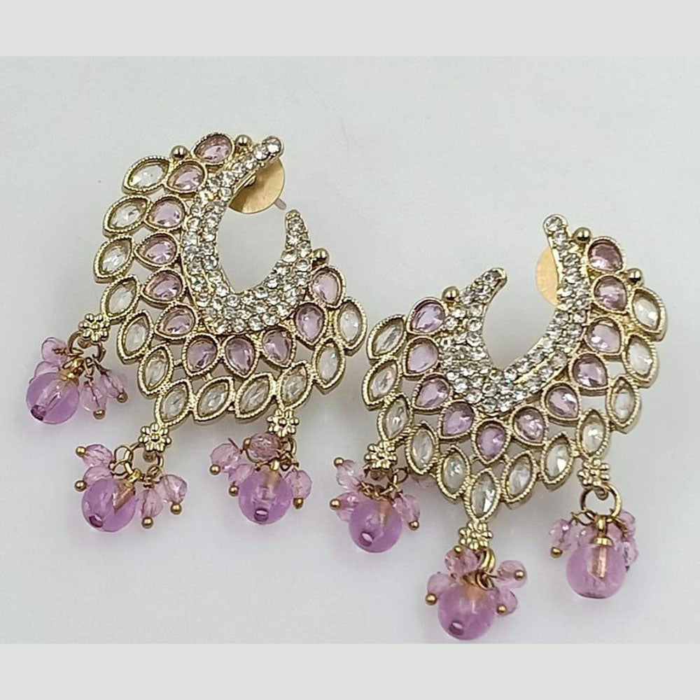 FS Collection Gold Plated Crystal Stone Dangler Earrings