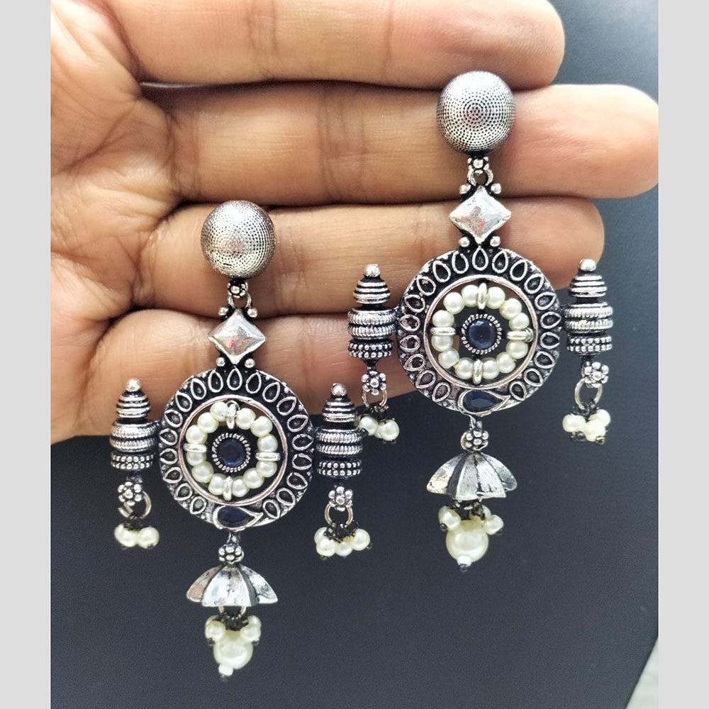 FS Collection Oxidised Plated Pota Stone Dangler Earrings