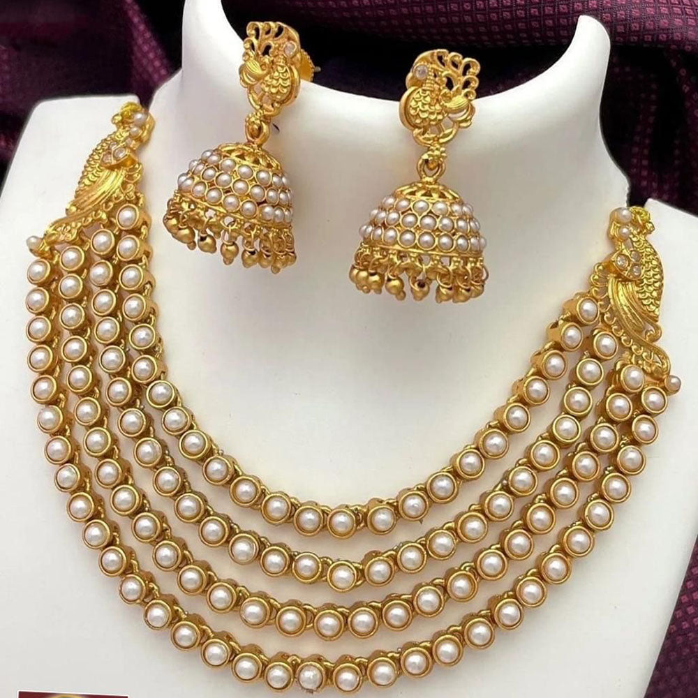 FS Collection Gold Plated Pota Stone Necklace Set