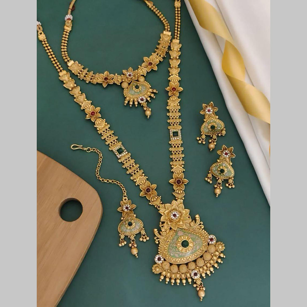 FS Collection Gold Plated Pota Stone Necklace Combo