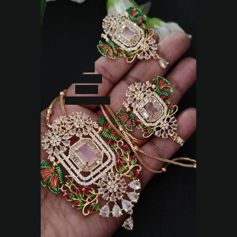 FS Collection Gold Plated AD Chain Pendent Set