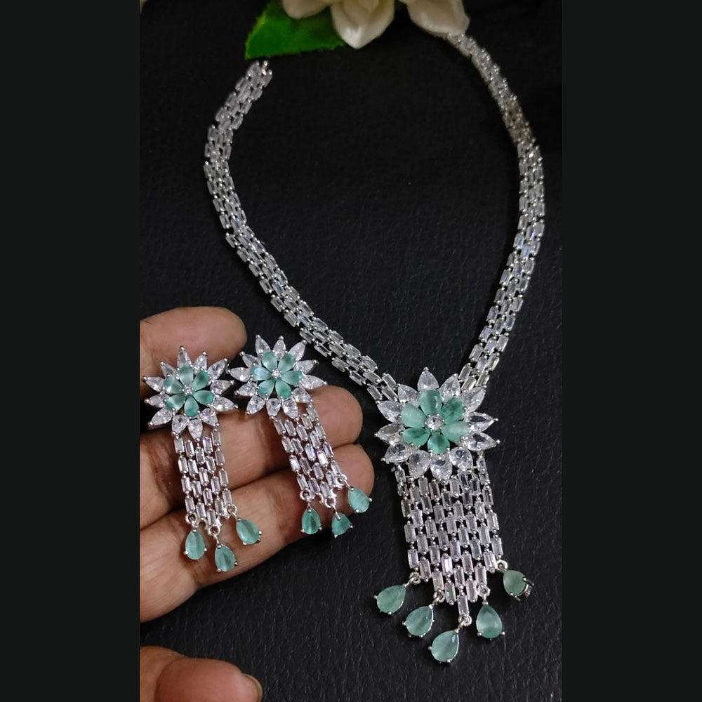 FS Collection Silver Plated AD Necklace Set