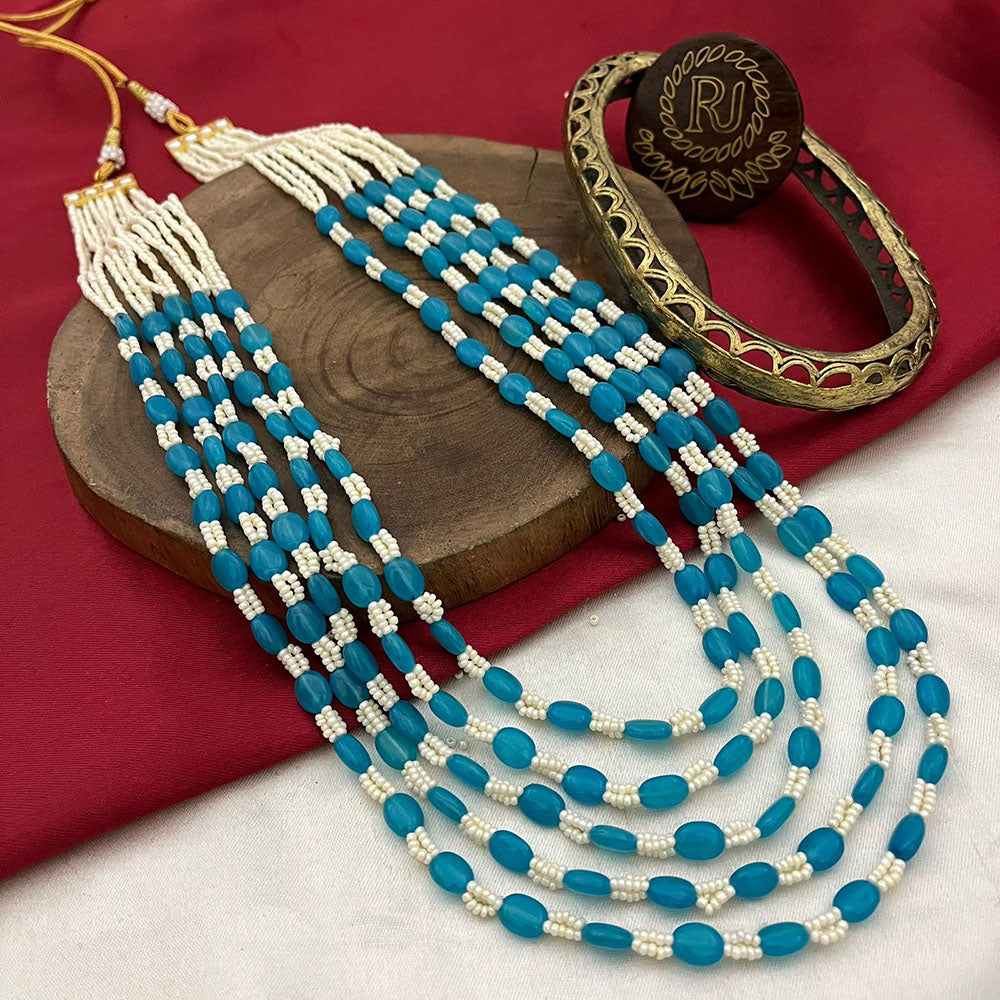 FS Collection Gold Plated Pearls Multi Layer Long Necklace
