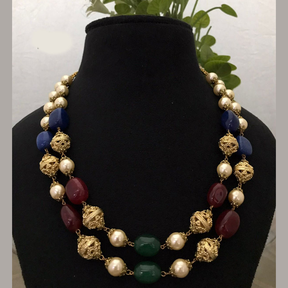 FS Collection Gold Plated Beads Necklace Set