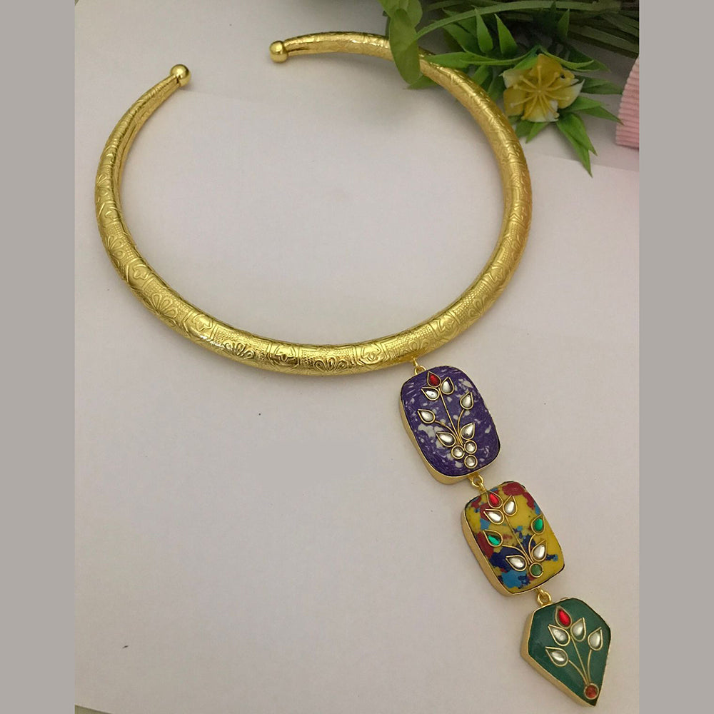 FS Collection Gold Plated Kundan Stone Necklace