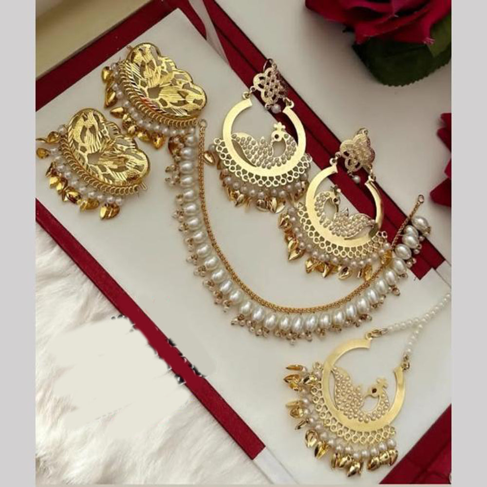 FS Collection Gold Plated Pearl Necklace Set