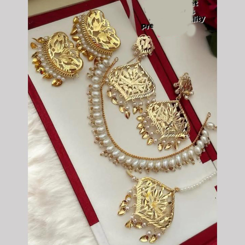 FS Collection Gold Plated Pearl Necklace Set