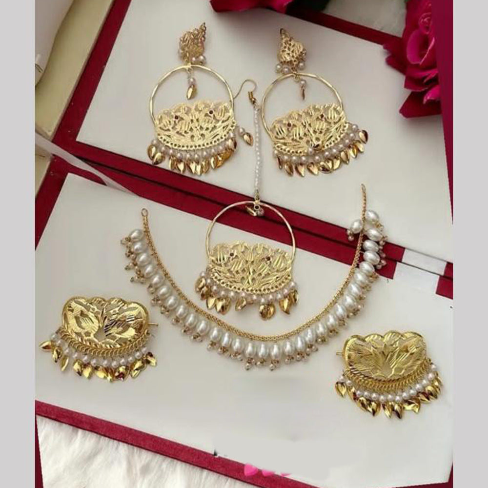 FS Collection Gold Plated Pearl Necklace Set