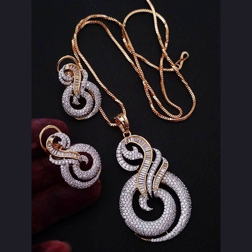FS Collection American Diamond Chain Pendant Set