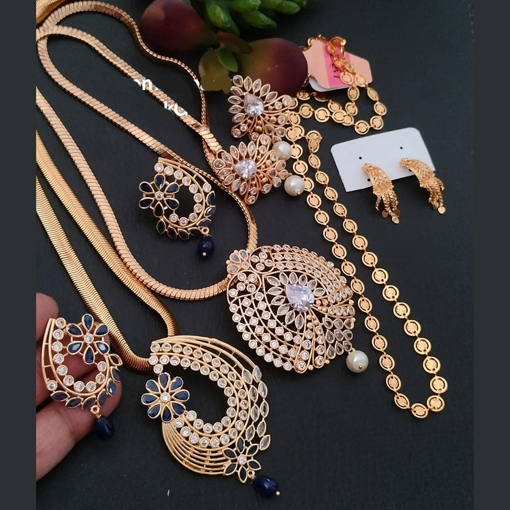FS Collection Crystal Stone And Pearls Combo Set