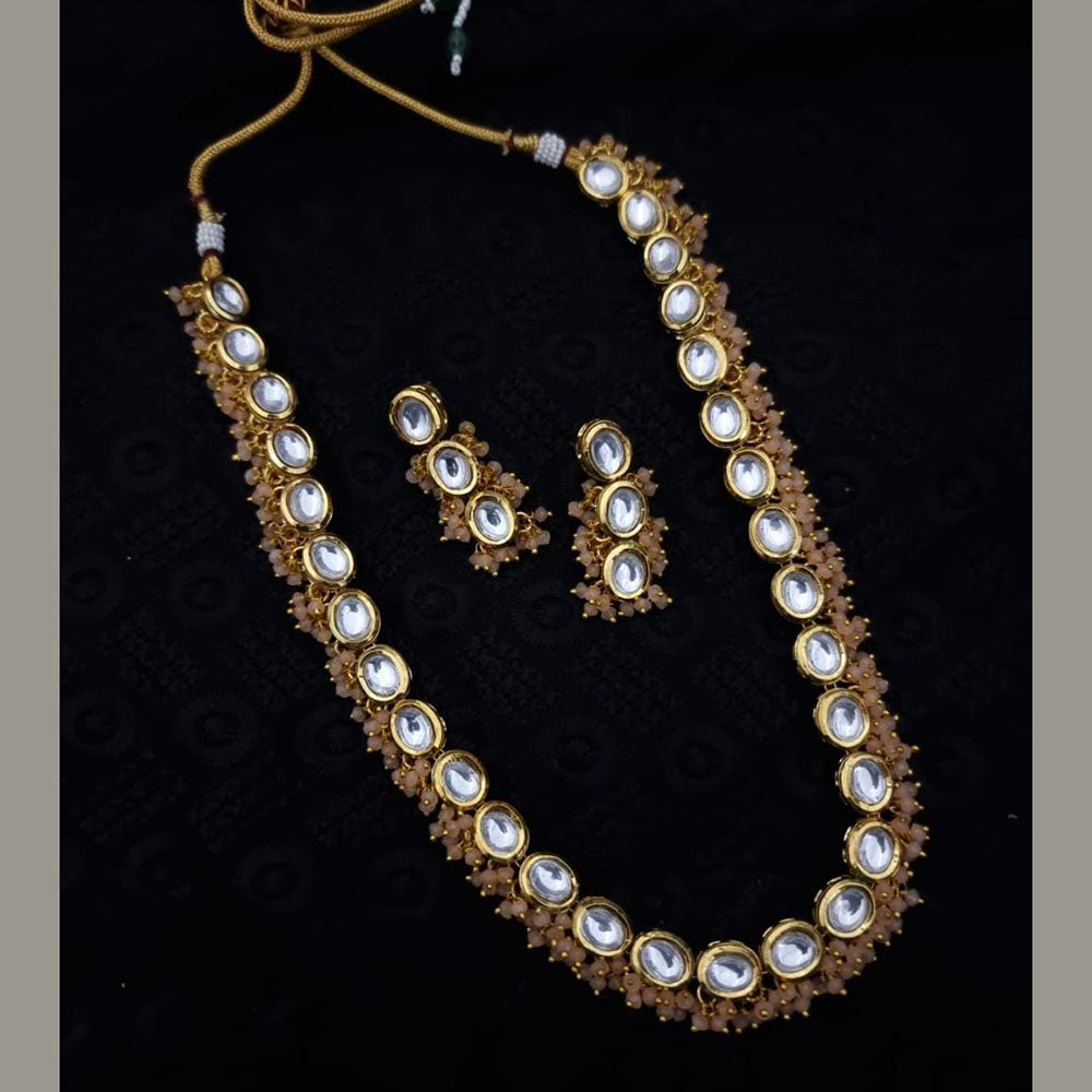FS Collection Gold Plated Kundan Stone And Beads Necklace Set