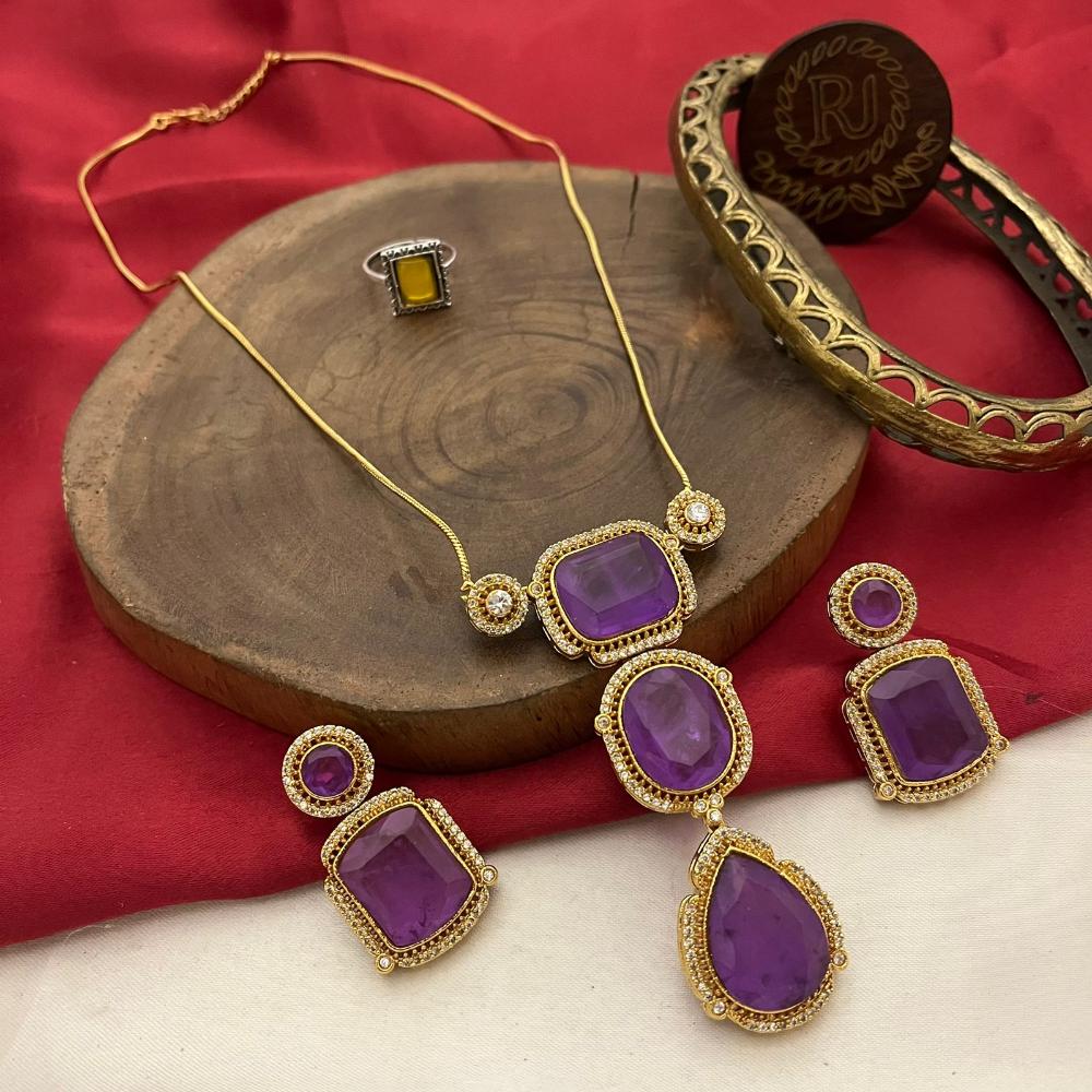 FS Collection Gold Plated Austrian Stone And Crystal Stone Necklace Set