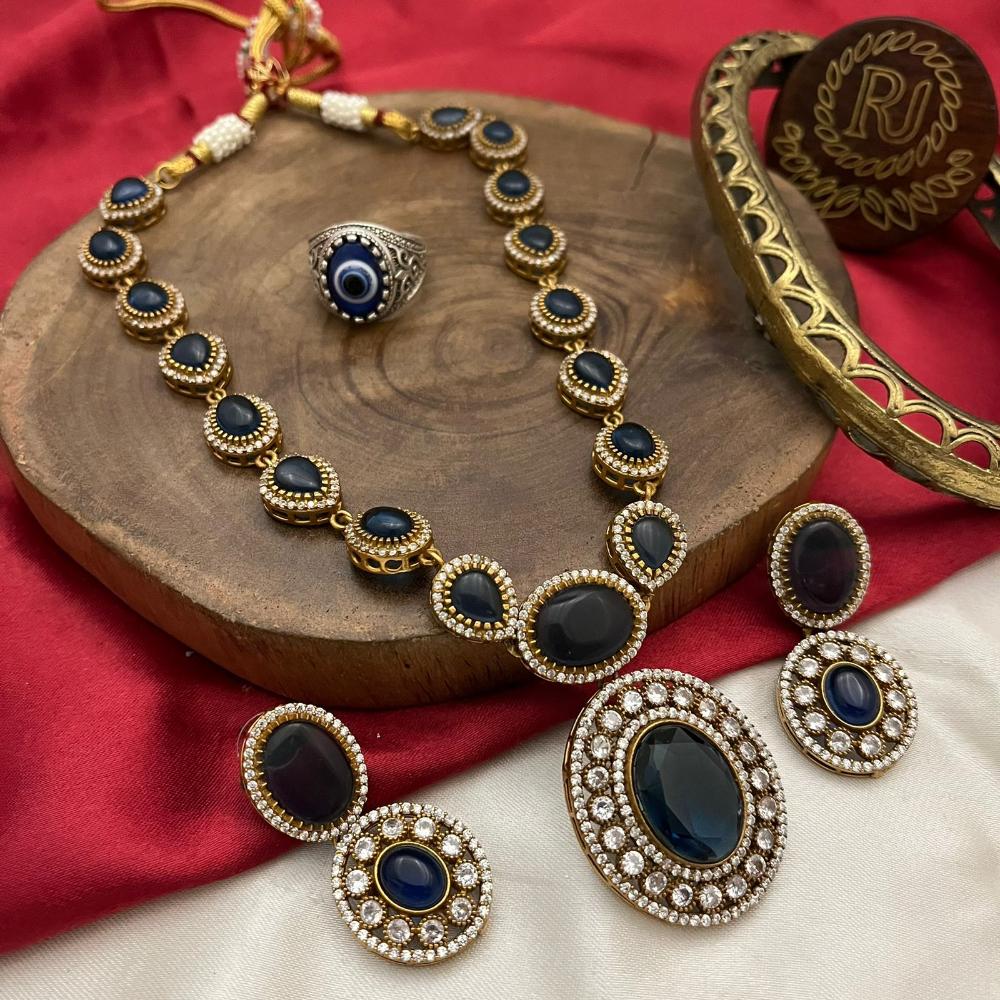 FS Collection Gold Plated Crystal And Austrian Stone Necklace Set