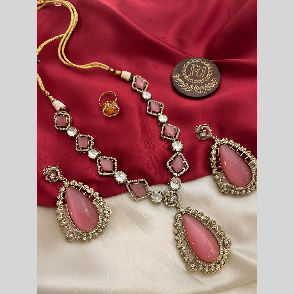 FS Collection Gold Plated Crystal Stone Necklace Set