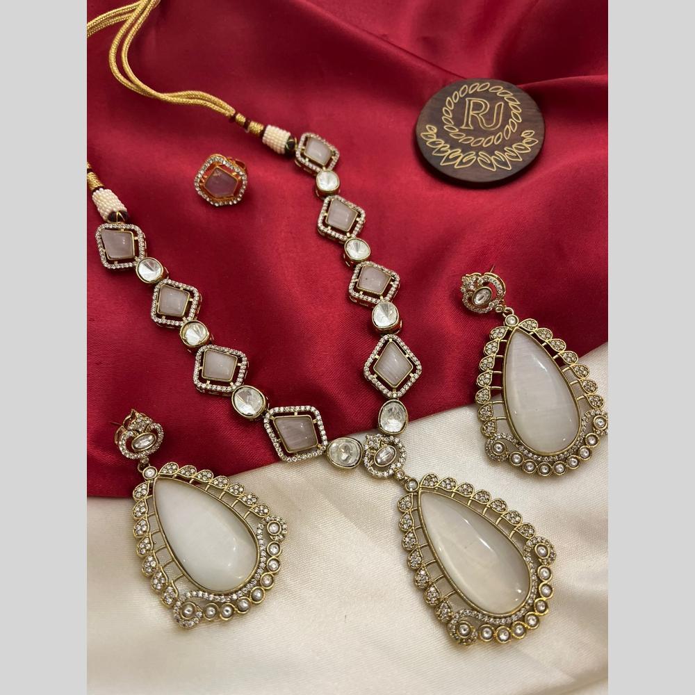FS Collection Gold Plated Crystal Stone Necklace Set