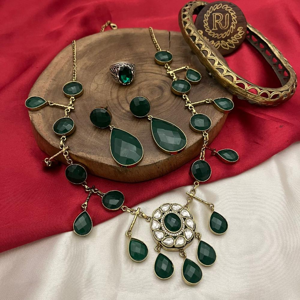 FS Collection Gold Plated Crystal Stone Necklace Set