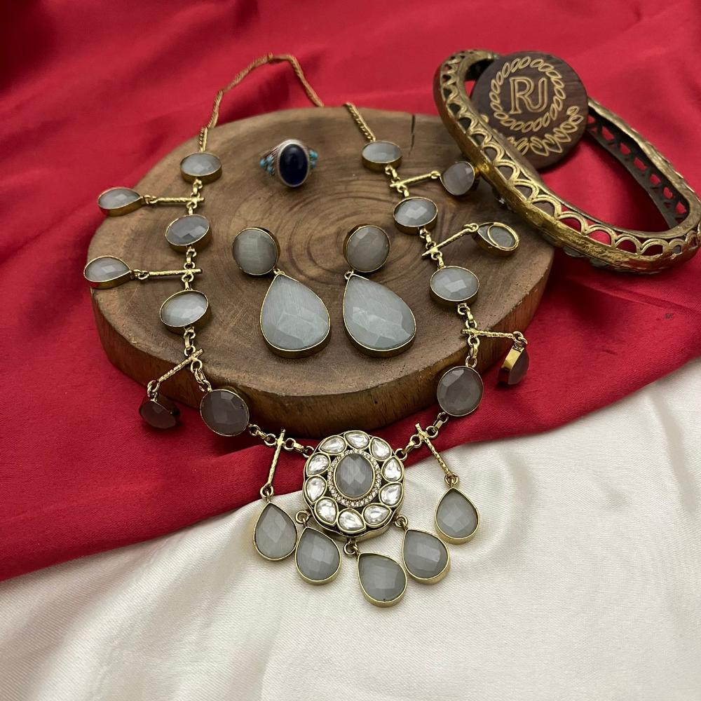 FS Collection Gold Plated Crystal Stone Necklace Set
