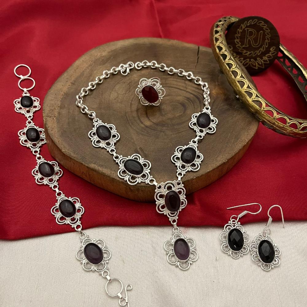 FS Collection Silver Plated Necklace Set