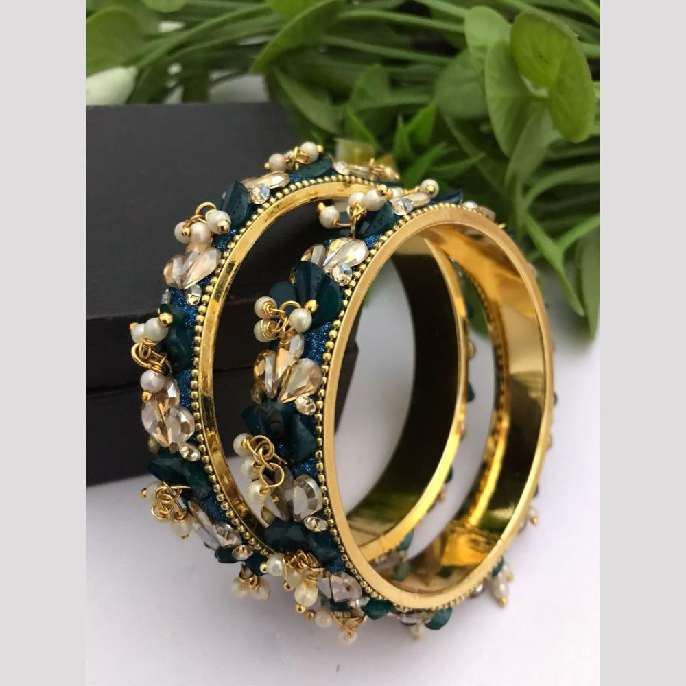 FS Collection Gold Plated Pearls Bangle Set