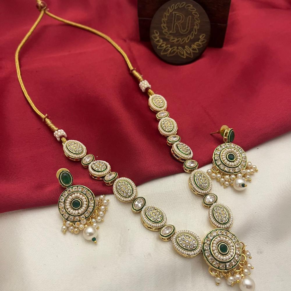 FS Collection Gold Plated Crystal Stone Necklace Set